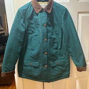 L.L. Bean women’s green quilted Thinsulate lined barn jacket size M